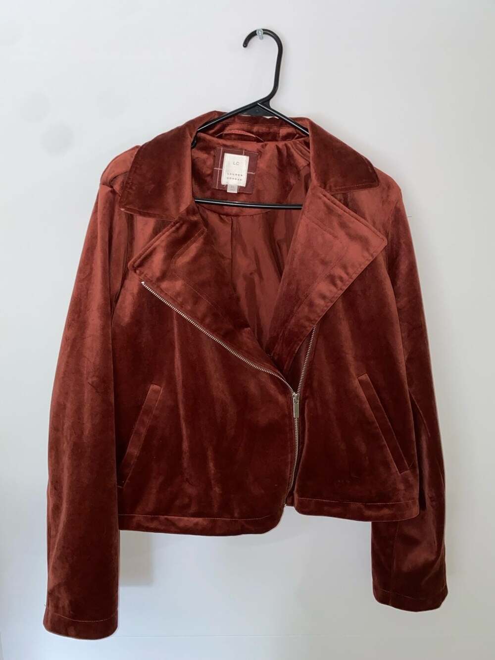 LC Lauren Conrad Moto Jacket Size XL Brown Velvet
